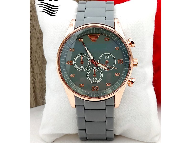 Stylish Rubber Chain Watch for Men - Grey Price in Pakistan