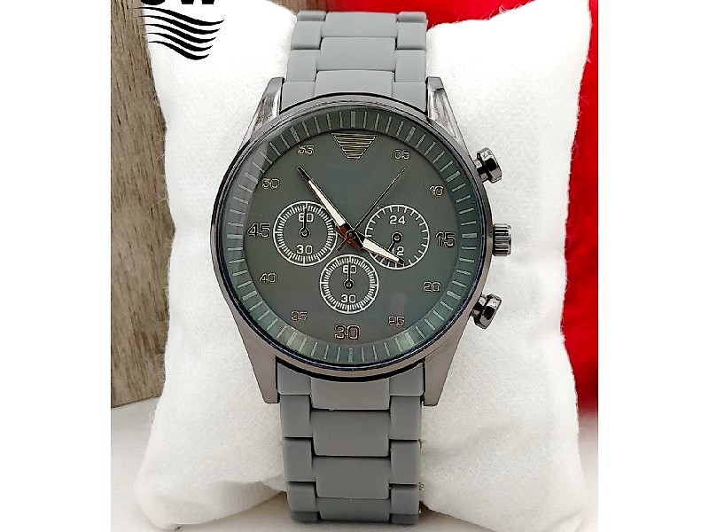 Stylish Rubber Chain Watch for Men - Grey Price in Pakistan