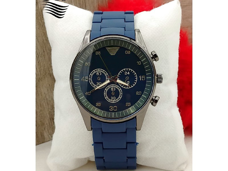 Stylish Rubber Chain Watch for Men - Blue Price in Pakistan