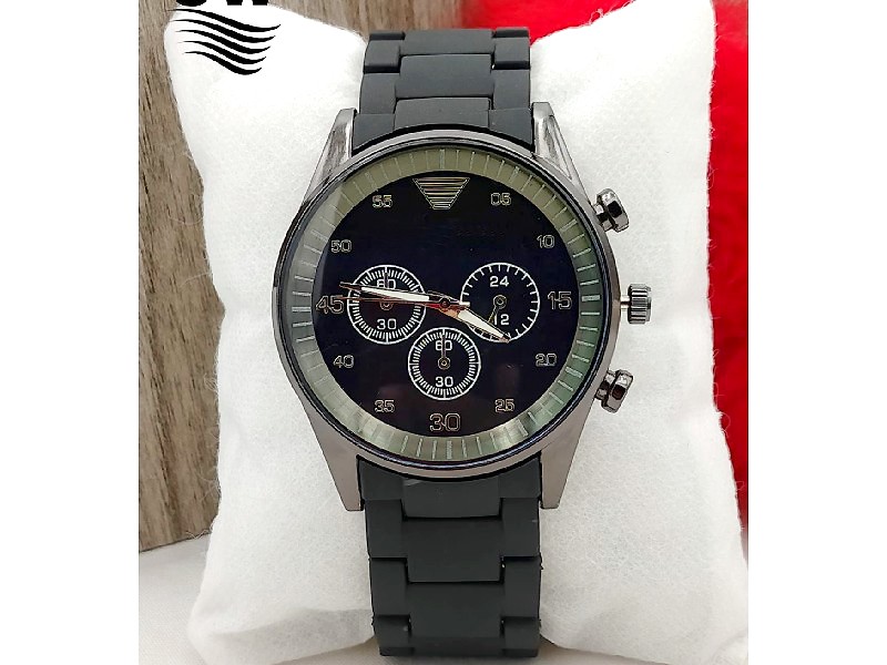 Stylish Rubber Chain Watch for Men - Black Price in Pakistan