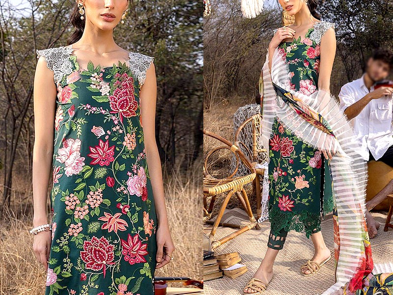 Heavy Embroidered EID Lawn Dress with Lawn Dupatta Price in Pakistan