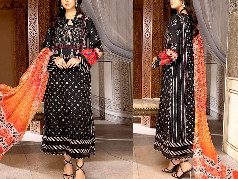 Digital All-Over Print Lawn Dress with Chunri Print Diamond Dupatta Price in Pakistan
