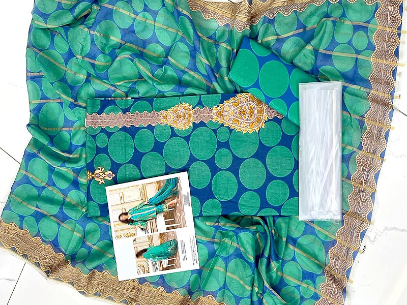 Digital All-Over Print Lawn Dress with Diamond Dupatta