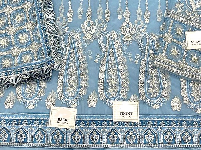 Luxury Handwork Heavy Embroidered Net Bridal Maxi Dress