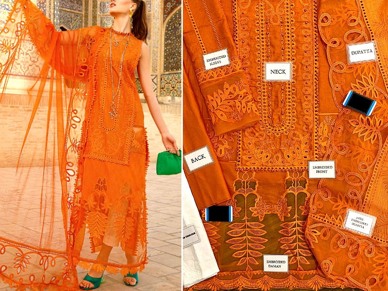 Luxury Heavy Schiffli Embroidered Lawn Dress with Cotton Net Dupatta