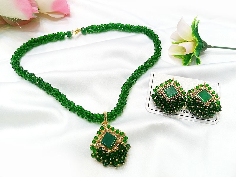 Elegant Mala Necklace Set with Earrings of Your Color Choice