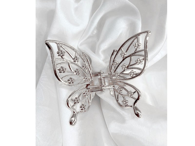Elegant Butterfly Shaped Hair Clip - Silver
