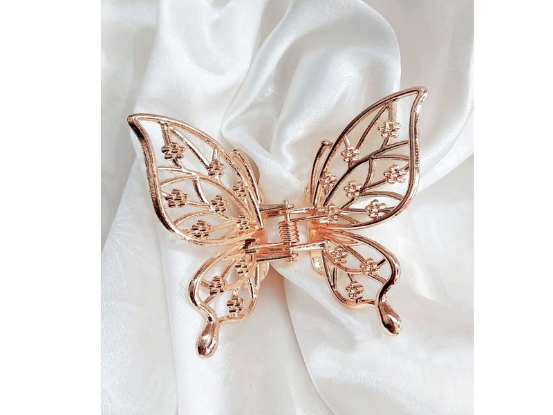 Elegant Butterfly Shaped Hair Clip - Rose Golden