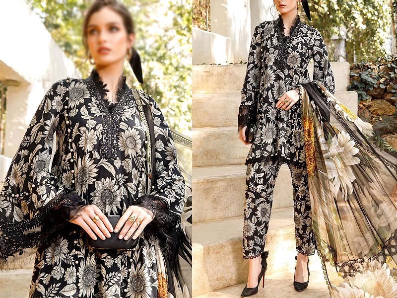 Digital All-Over Sunflower Print Lawn Dress with Lawn Dupatta Price in Pakistan