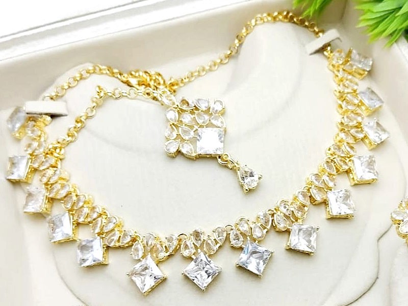 Adorable Gold Plated Zircon Bridal Jewelry Set