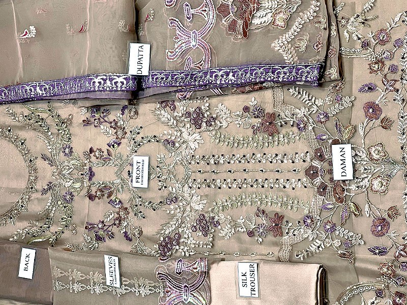 Handwork Heavy Embroidered Organza Party Wear Dress 2023