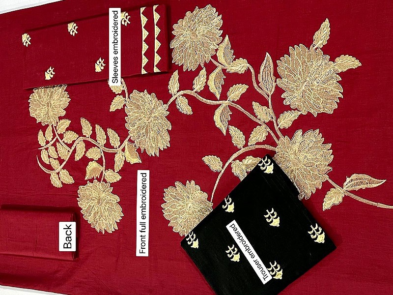 Elegant 2-Piece Embroidered Linen Suit 2023