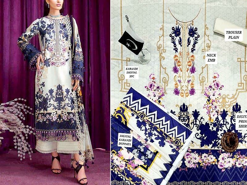 Elegant Embroidered Karandi Dress with Karandi Shawl