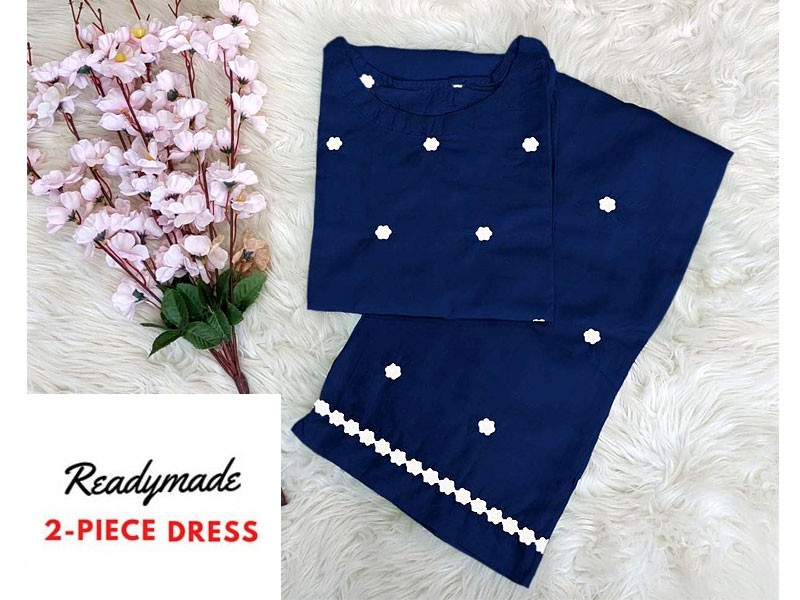 Readymade 2-Piece Embroidered Cotton Dress for Girls