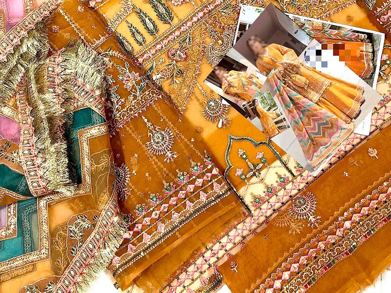 Luxurious Handwork & Heavy Embroidered Organza Bridal Gharara Dress 2023
