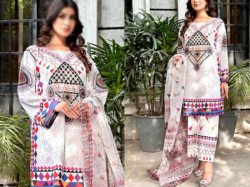 Digital Print Linen Dress with Linen Dupatta Price in Pakistan