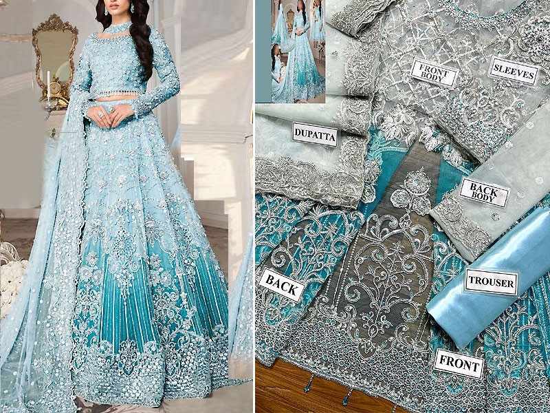 Luxury Handwork & Heavy Embroidered Net Bridal Maxi Dress 2023
