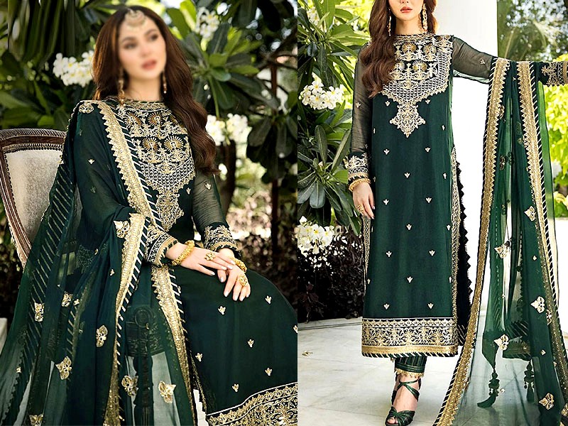 Elegant Embroidered Fancy Chiffon Wedding Dress 2023 Price in Pakistan