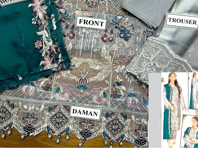 Luxury Handwork  &  Embroidered Organza Party Dress 2023  (Same As Original)