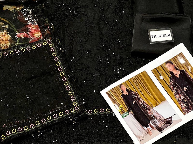 Luxury Handwork  &  Embroidered Organza Black Wedding Dress 2023 (Same As Original)