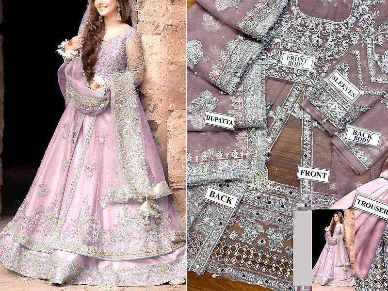 Luxurious Handwork Heavy Embroidered Net Bridal Maxi Dress