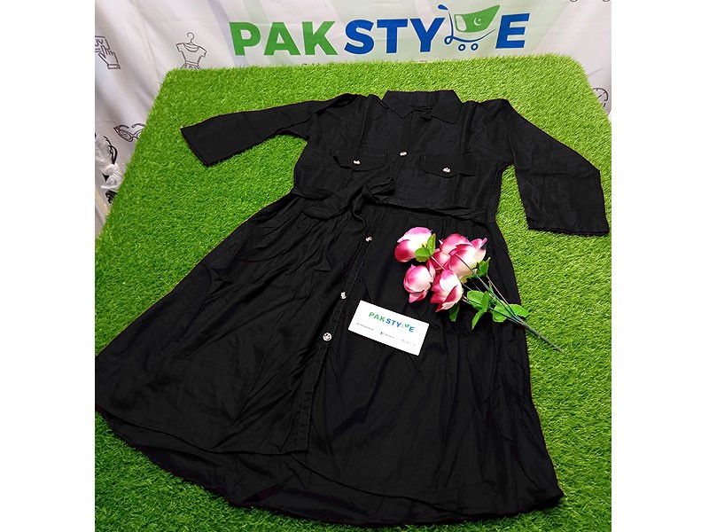 Readymade Linen Shirt for Girls - Black