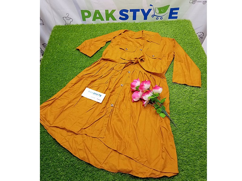 Readymade Linen Shirt for Girls - Mustard