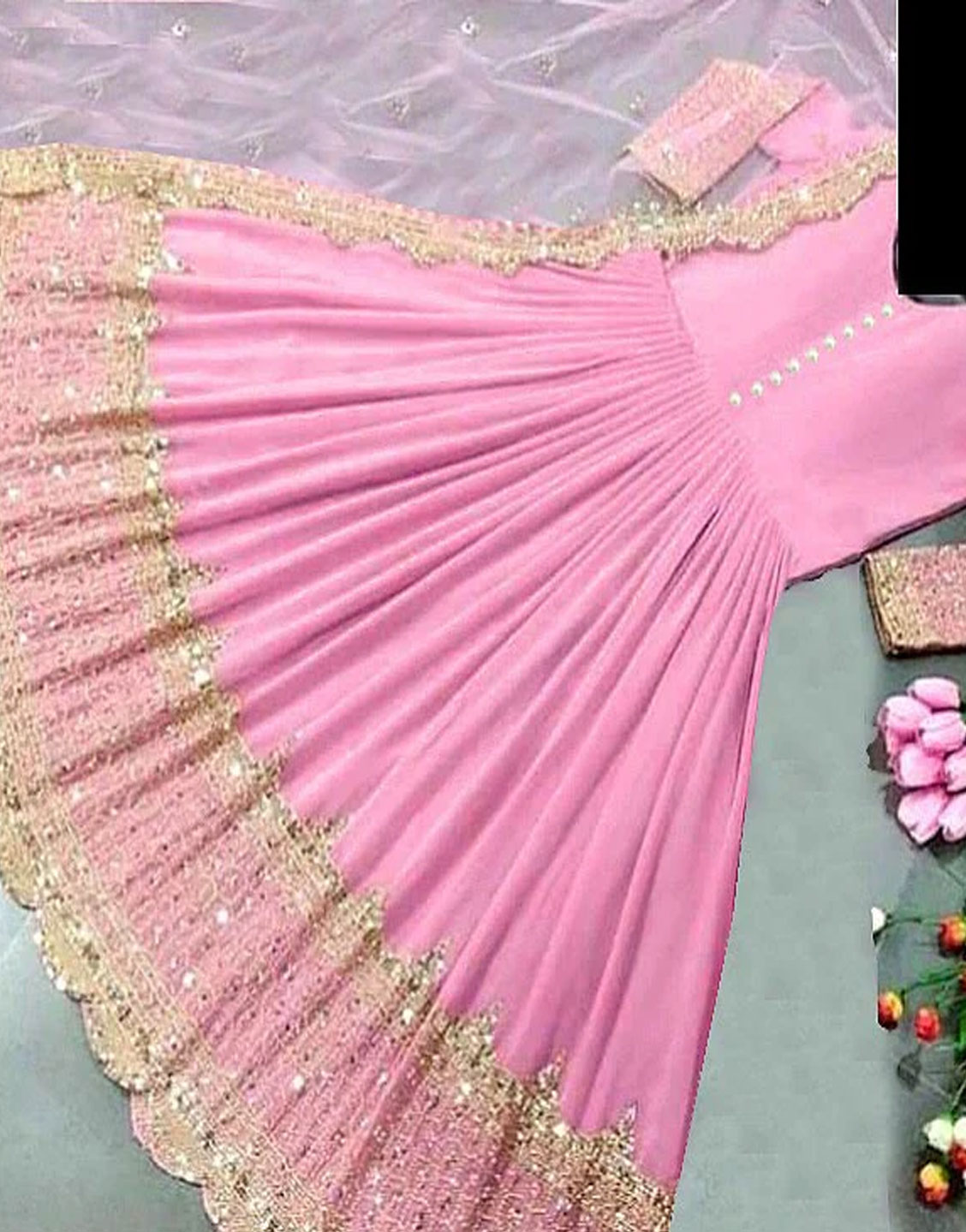 Readymade Embroidered Green Chiffon Maxi with Inner Price in Pakistan