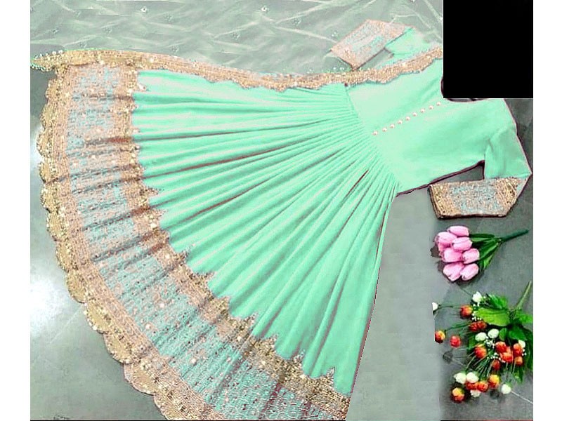 Readymade 3-Piece Embroidered Silk Maxi Dress with Chiffon Dupatta Price in Pakistan