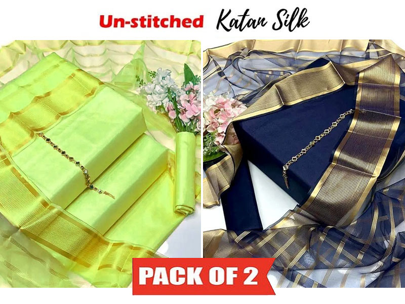 Pack of 2 Katan Silk Dresses of Your Color Choice Price in Pakistan