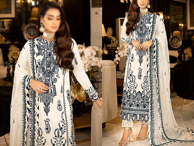 Heavy Embroidered White Chiffon Party Wear Dress 2023 Price in Pakistan