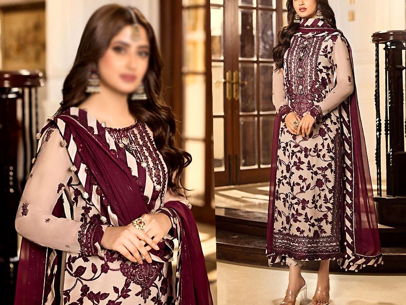 Luxury Embroidered Chiffon Wedding Dress 2023 Price in Pakistan