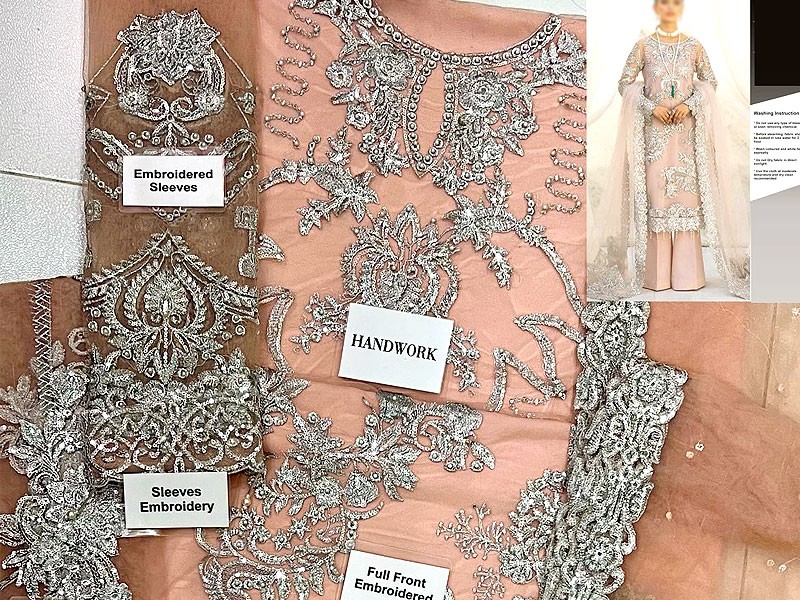 Handwork Heavy Embroidered Net Wedding Dress 2024 with Inner