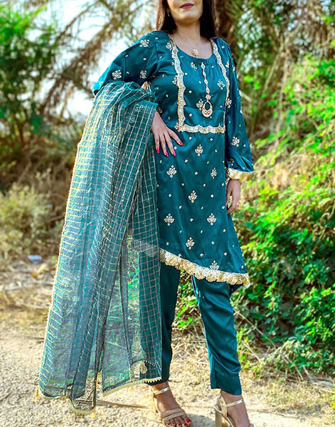 ReadytoWear Embroidered Fancy Shamoz Silk Party Wear Dress 2024 Price