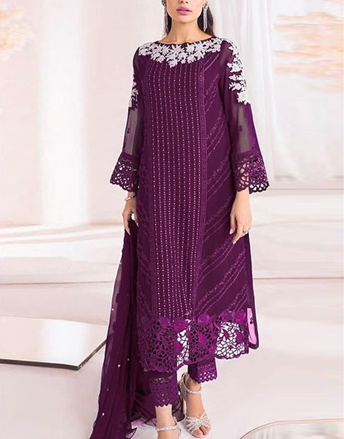 Elegant 2-Piece Embroidered Lawn Dress 2024 Price in Pakistan