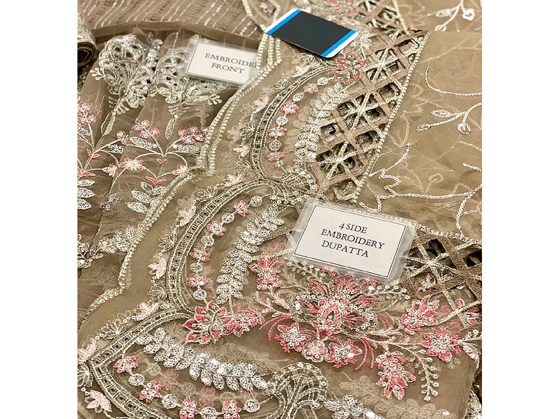 Luxurios 3D Handwork Heavy Embroidered Organza Bridal Maxi Dress 2024