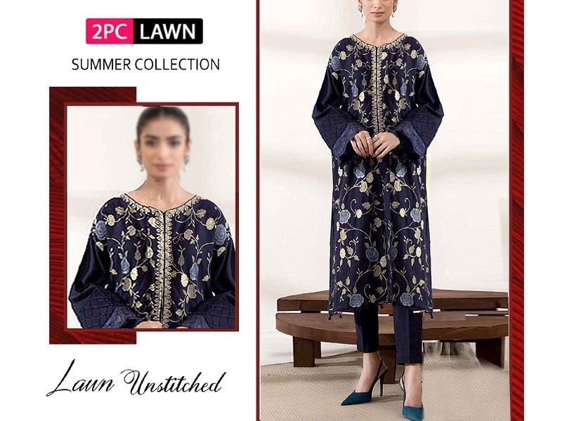 Elegant 2-Piece Heavy Embroidered Lawn Dress 2024 Price in Pakistan