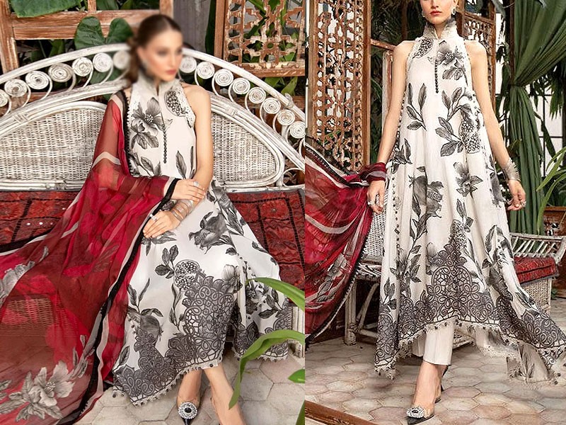 Embroidered Chunri Print  Lawn Dress 2023 with Chiffon Dupatta Price in Pakistan