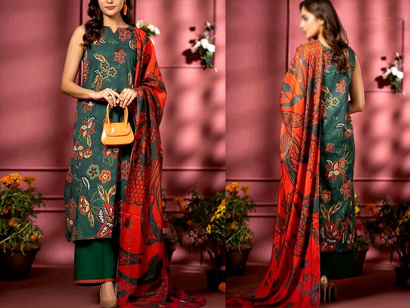 Luxury Schiffli Embroidered Lawn Dress 2022 with Organza Dupatta Price in Pakistan