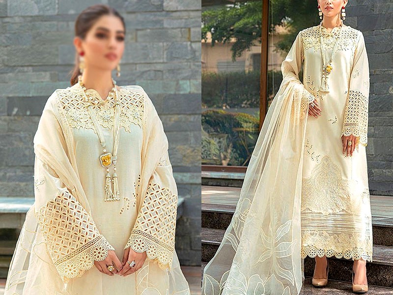 Luxury Heavy Chikankari Embroidered Lawn Dress with Emb. Organza Dupatta Price in Pakistan