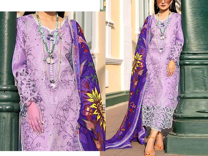 Decent Embroidered Lawn Dress with Lawn Dupatta Price in Pakistan