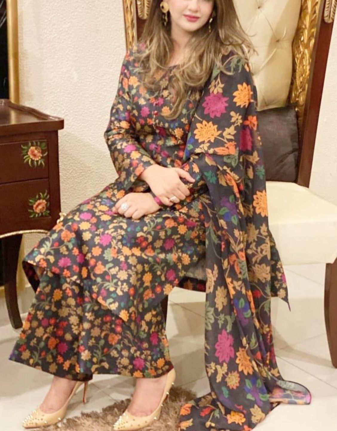 Embroidered Lawn Dress with Chiffon Dupatta Price in Pakistan