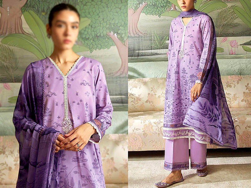 Heavy Embroidered Lawn Dress with Chiffon Dupatta Price in Pakistan