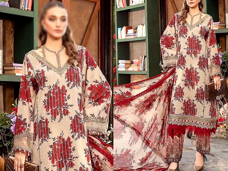 Embroidered Lawn Suit with Chiffon Dupatta Price in Pakistan