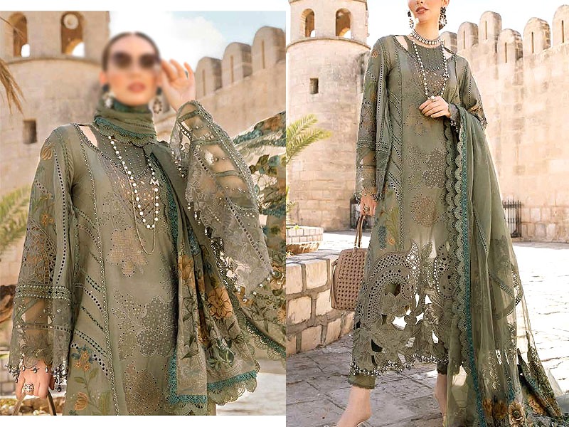 Embroidered Lawn Dress 2021 with Chiffon Dupatta Price in Pakistan