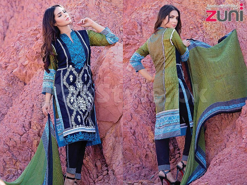 Zuni Embroidered Lawn Suit