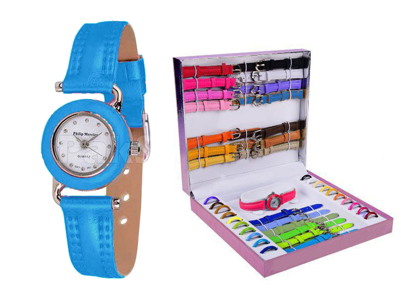 Ladies Interchangeable Watch Gift Set - 21 Color Dials & Straps