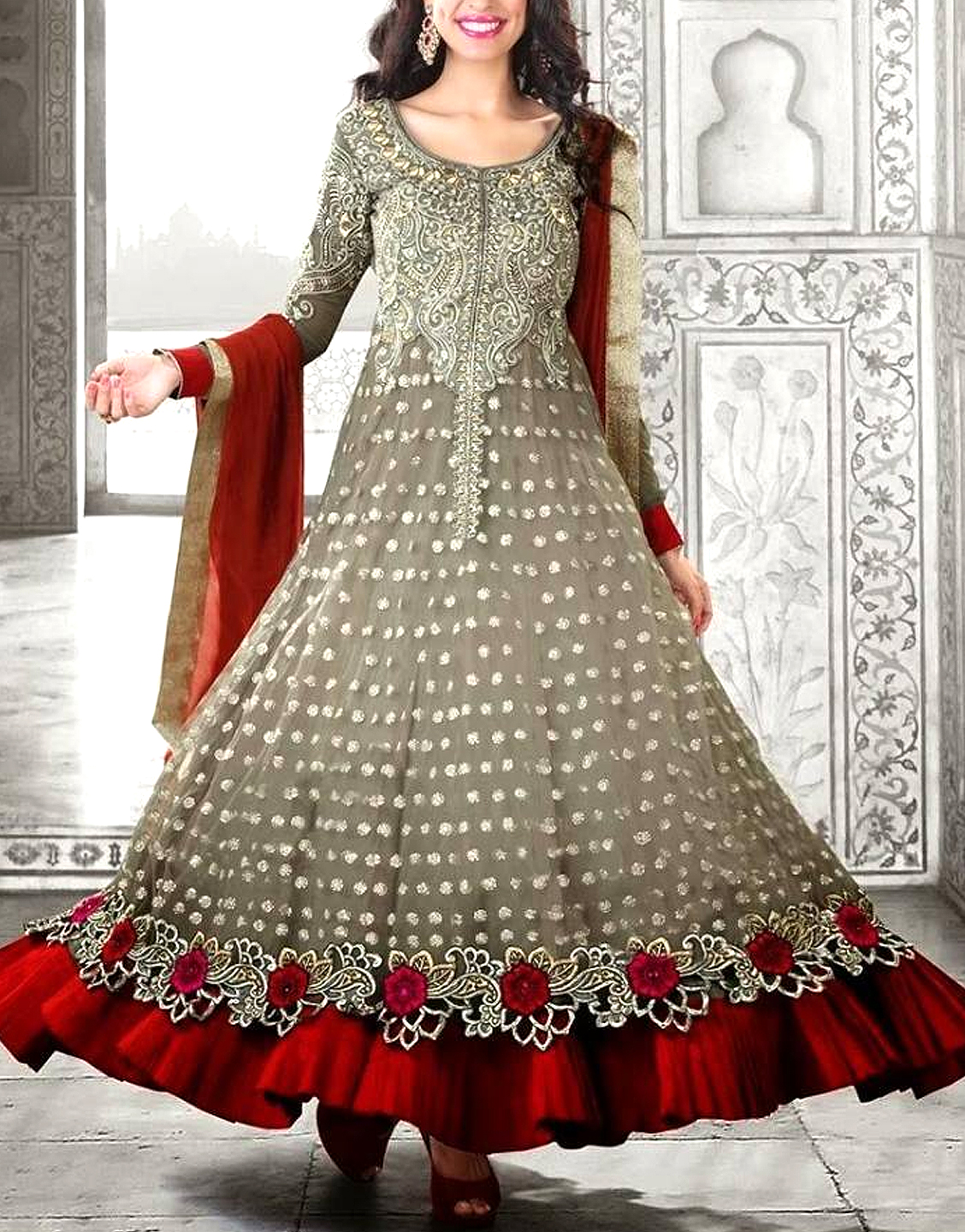 Indian Embroidered Chiffon Frock  Price  in Pakistan 