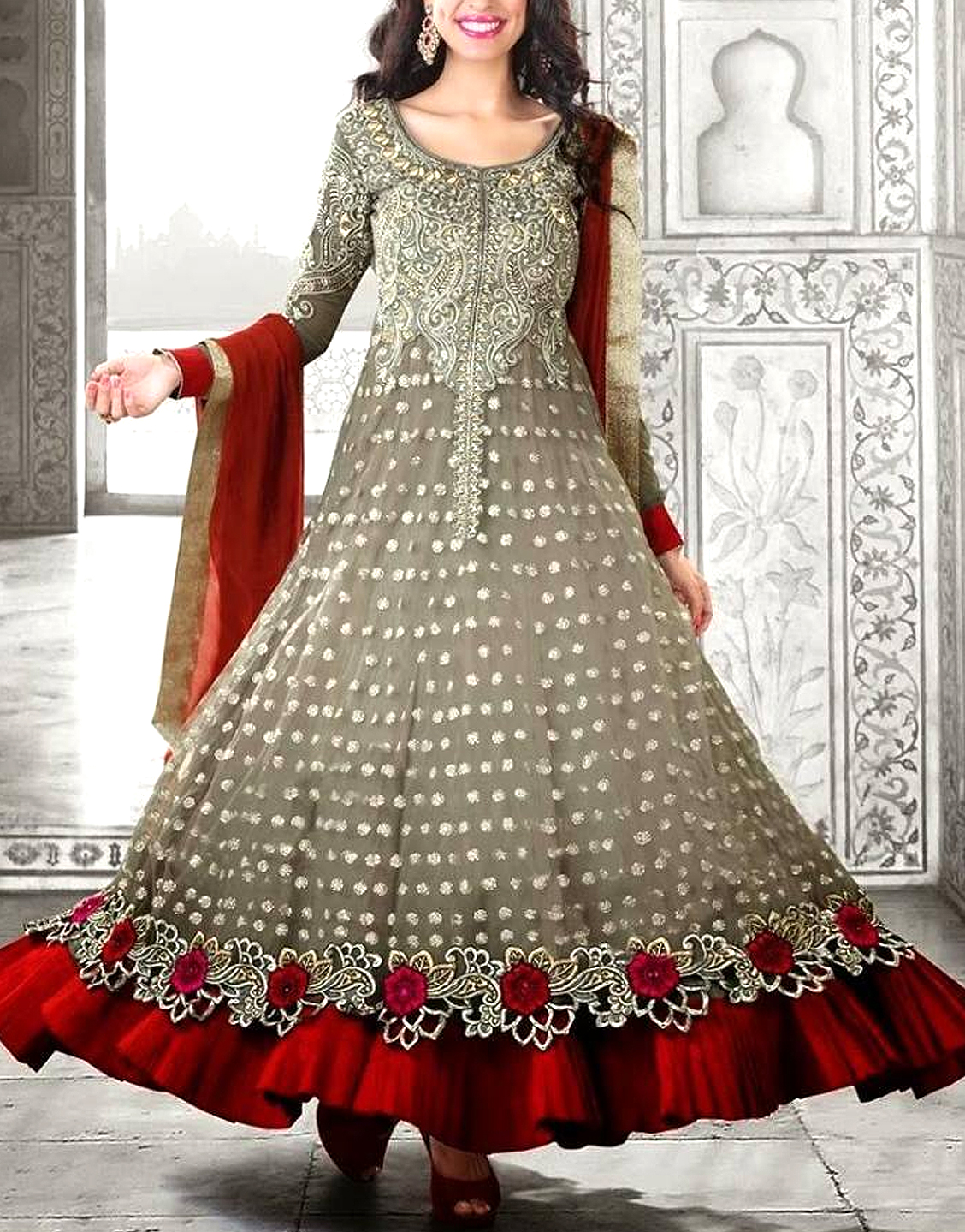 Indian Embroidered Chiffon Frock Price  in Pakistan  