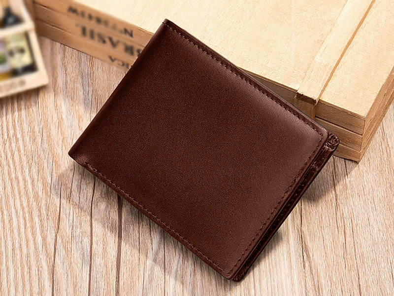 100% Genuine Cow Leather Dollar Size Men's Wallet - Brown